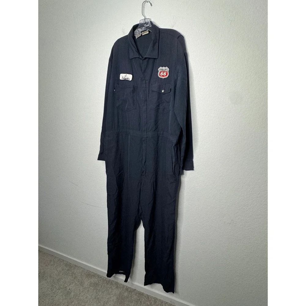 Workrite Vintage Mens Navy Phillips 66 Flame Resistant Coveralls Size 50-R XL